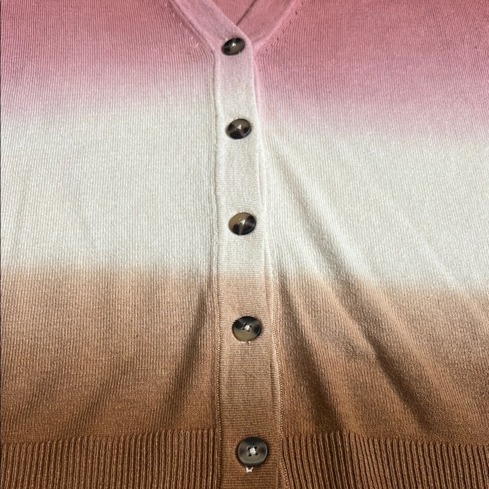 J.Jill Cardigan Women's Medium Dip Dyed Sunset Ombré Sweater - Picture 6 of 10